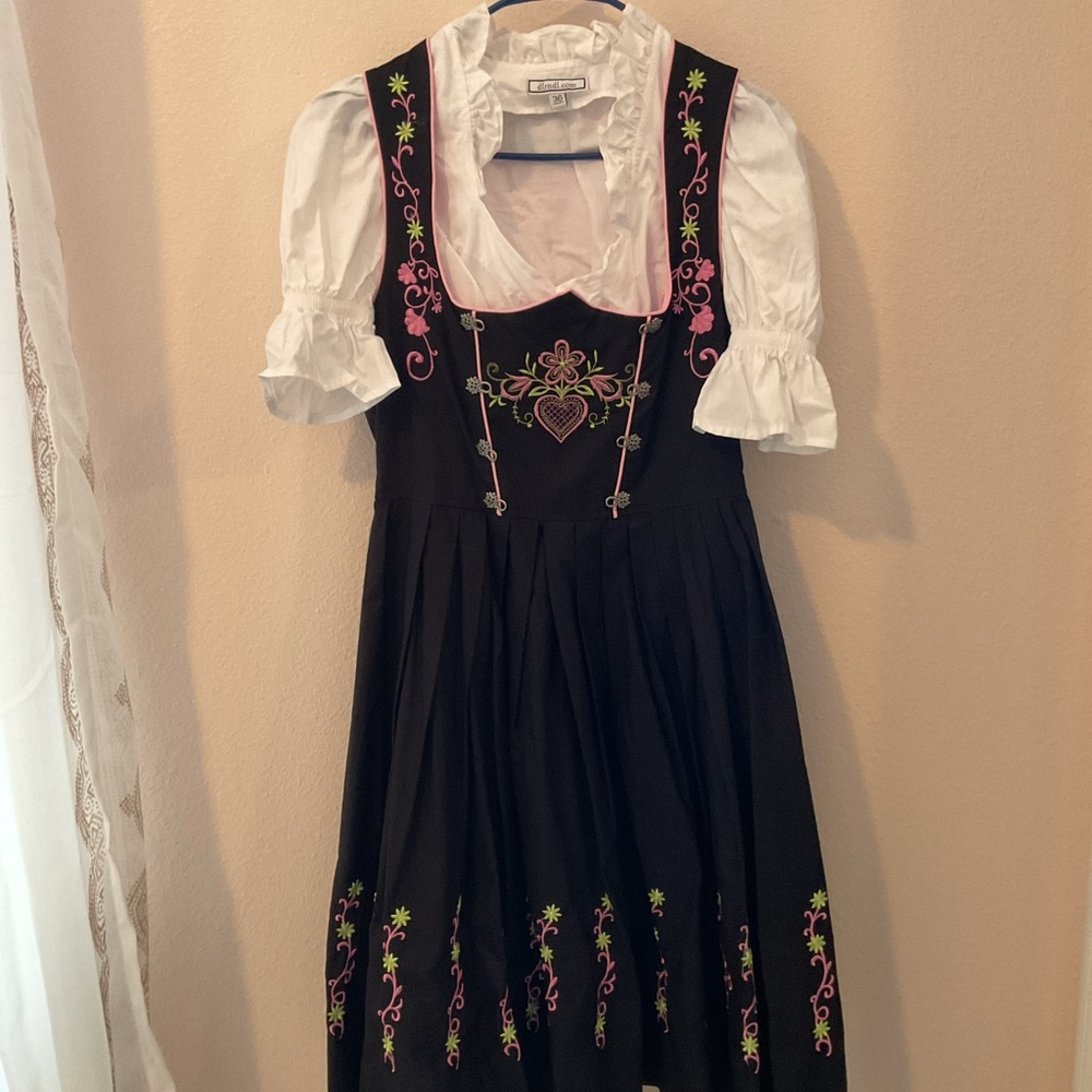 Black Embroidered Dirndl Dress, ordered from Germany, beautiful!